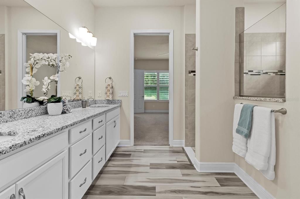 Bathroom, Dual Sink Vanities, Interior, Wood Texture Flooring