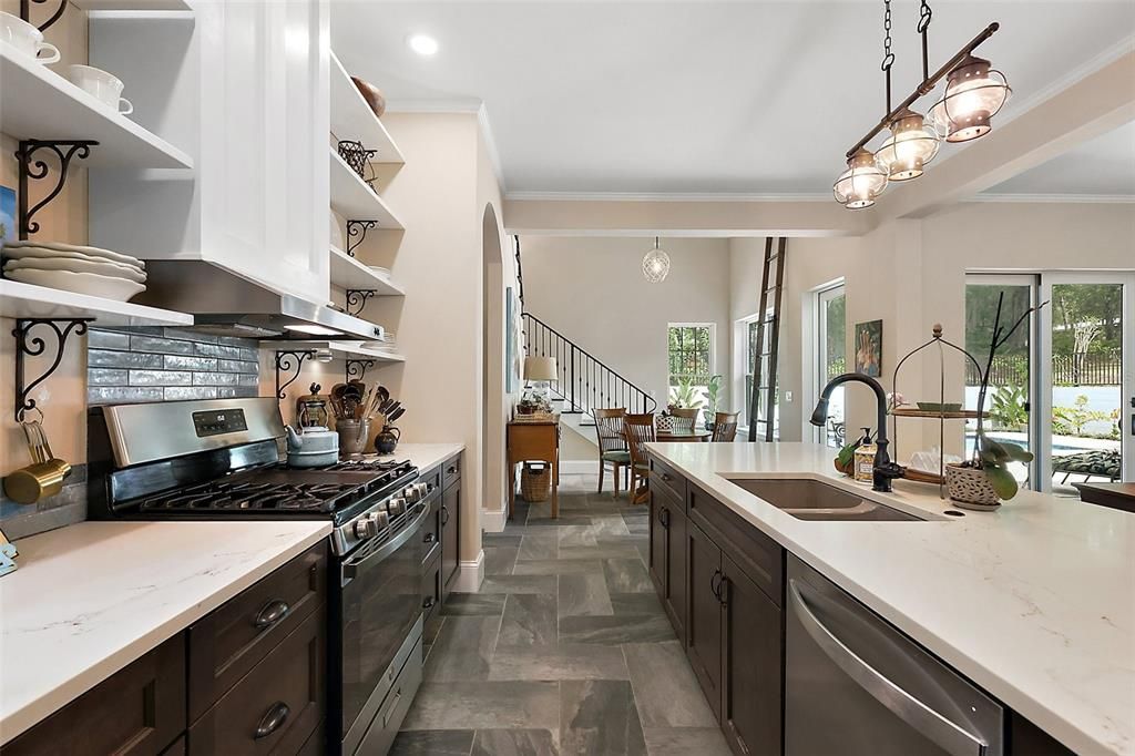 Interior, Kitchen, Pendant Lights, Recessed Lighting, Stainless Steel Appliances