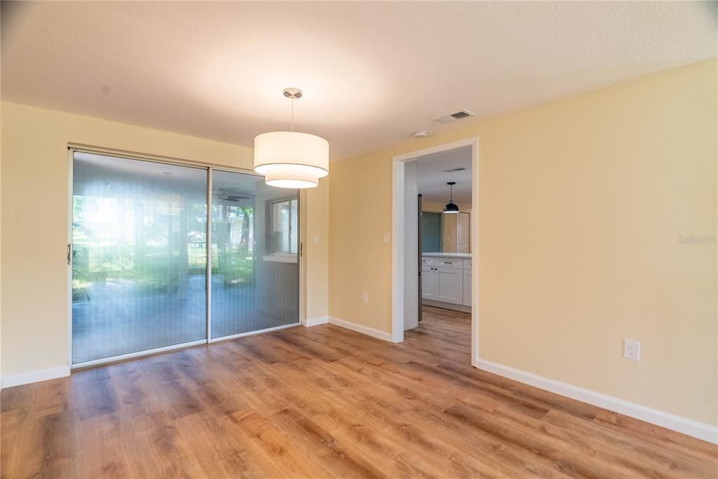 Empty room, Interior, Pendant Lights, Wood Texture Flooring