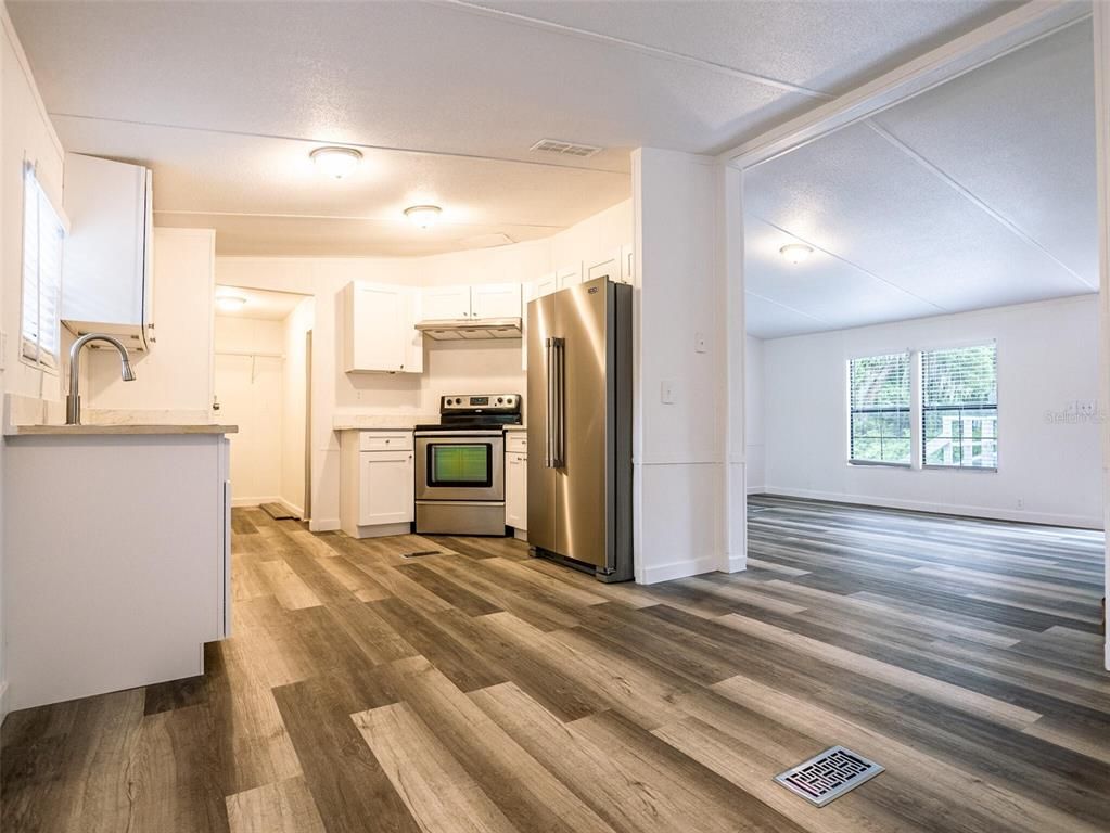 Interior, Kitchen, Stainless Steel Appliances, Wood Texture Flooring