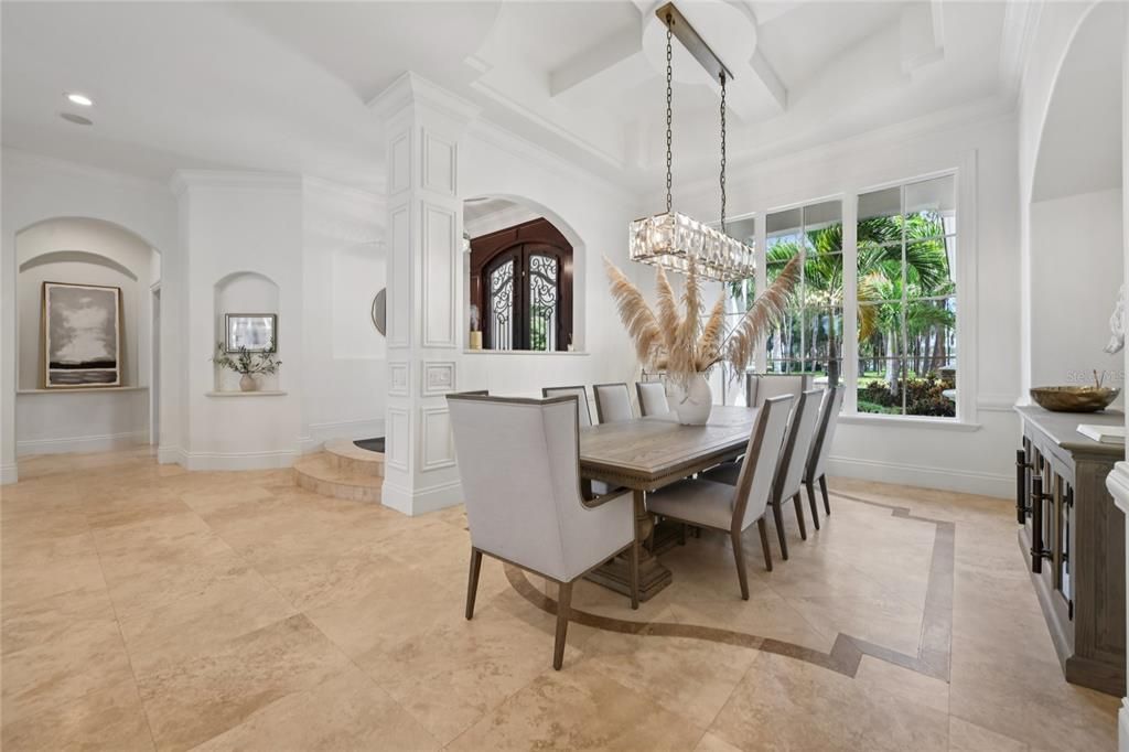 Chandelier, Dining room, Interior, Recessed Lighting
