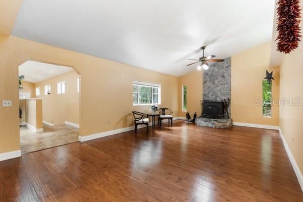 Empty room, Fireplace, Interior, Wood Texture Flooring