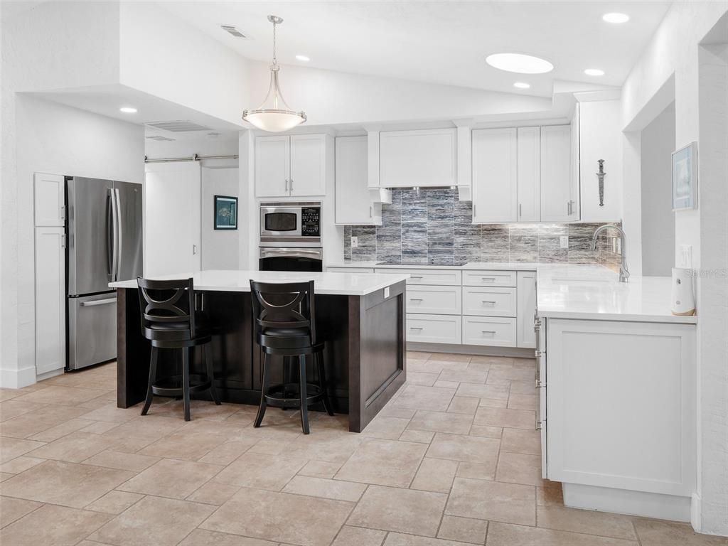 Interior, Kitchen, Pendant Lights, Recessed Lighting, Stainless Steel Appliances