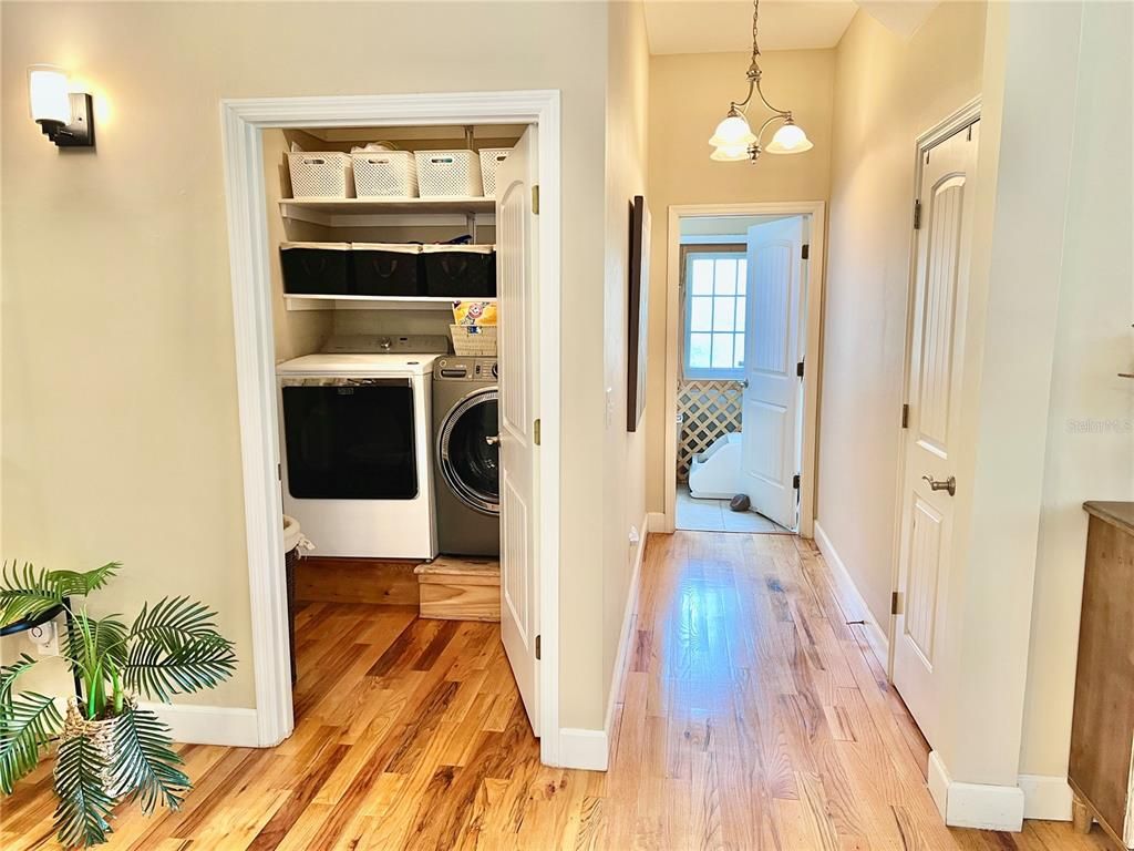 Interior, Pendant Lights, Utility Closets, Washer, Wood Texture Flooring