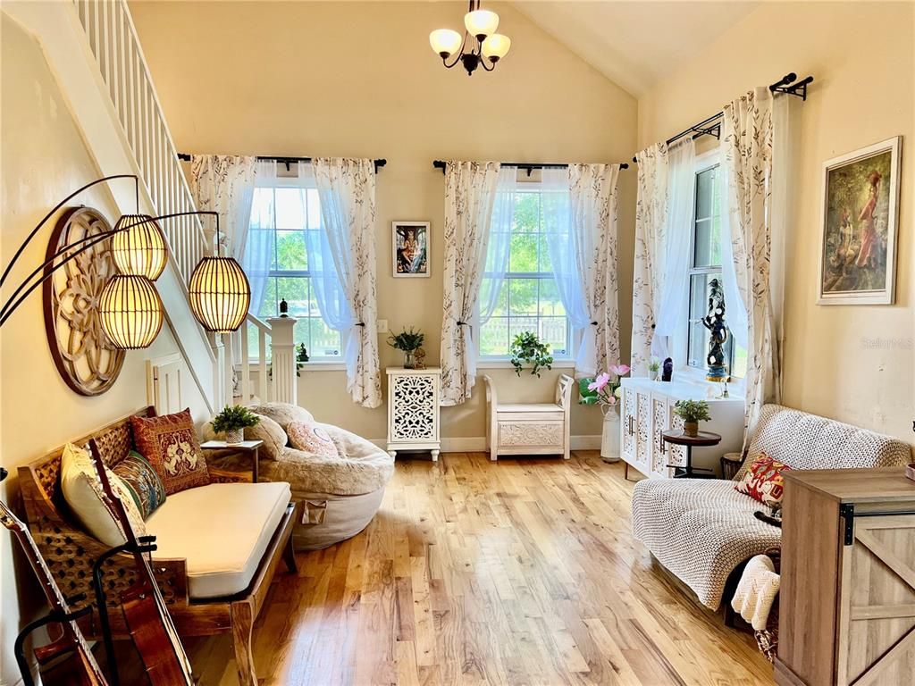 Chandelier, Interior, Wood Texture Flooring