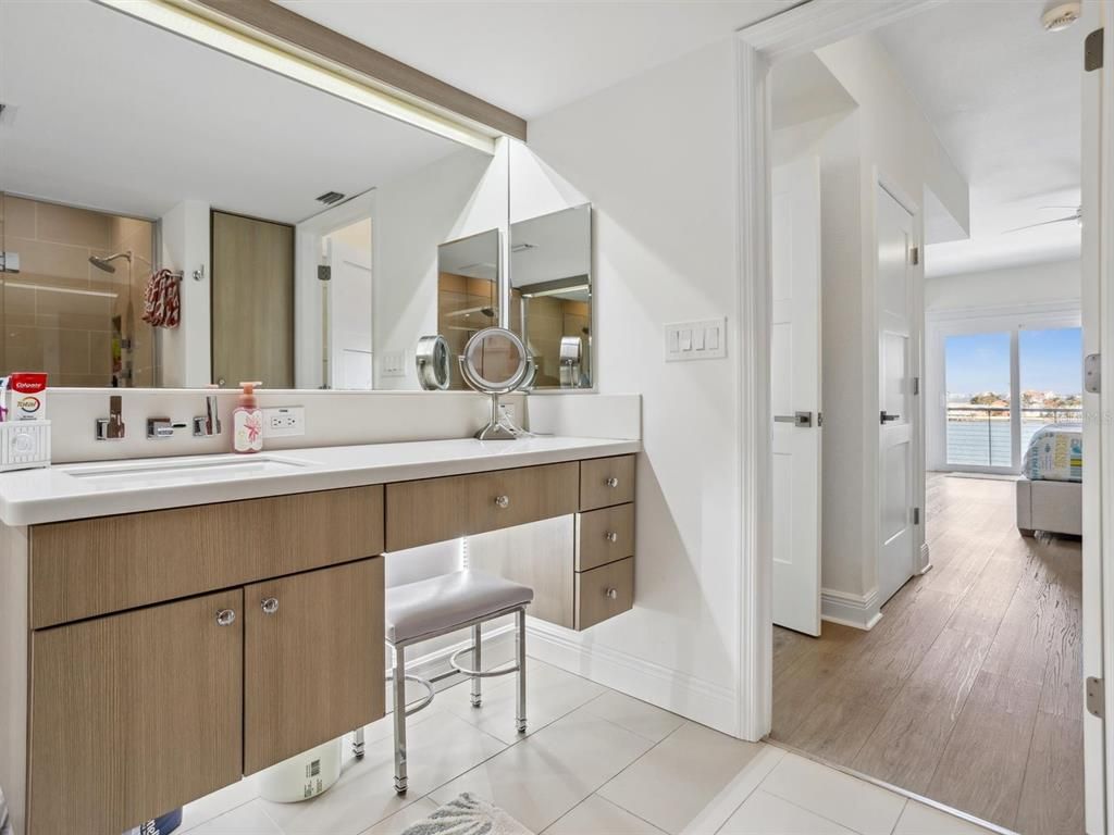 Bathroom, Dual Sink Vanities, Interior, Water, Wood Texture Flooring