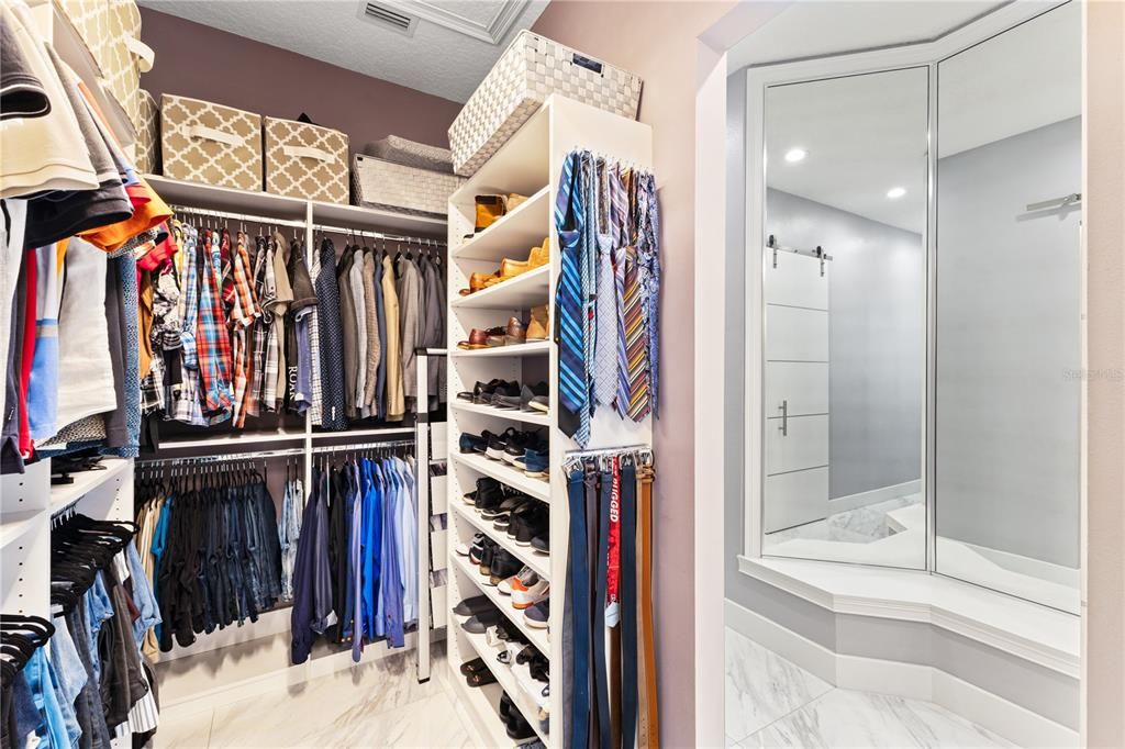 Bathroom, Interior, Marble, Recessed Lighting, Walk-in Closets
