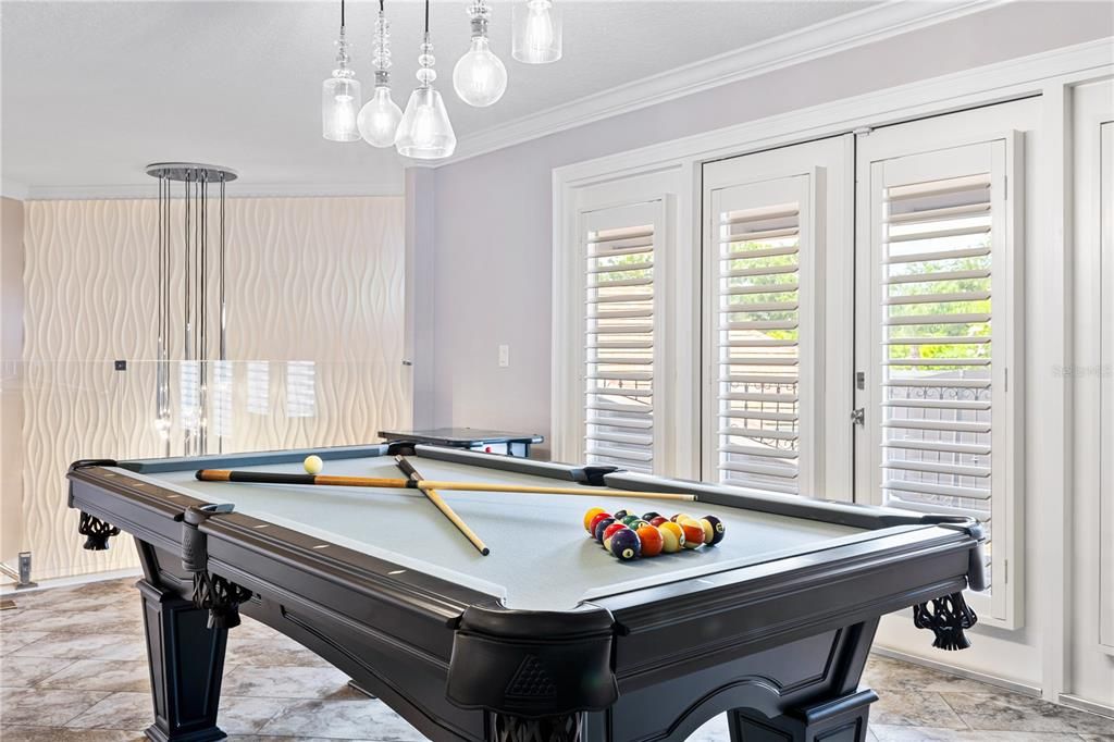 Billiard Table, Game Room, Interior, Pendant Lights