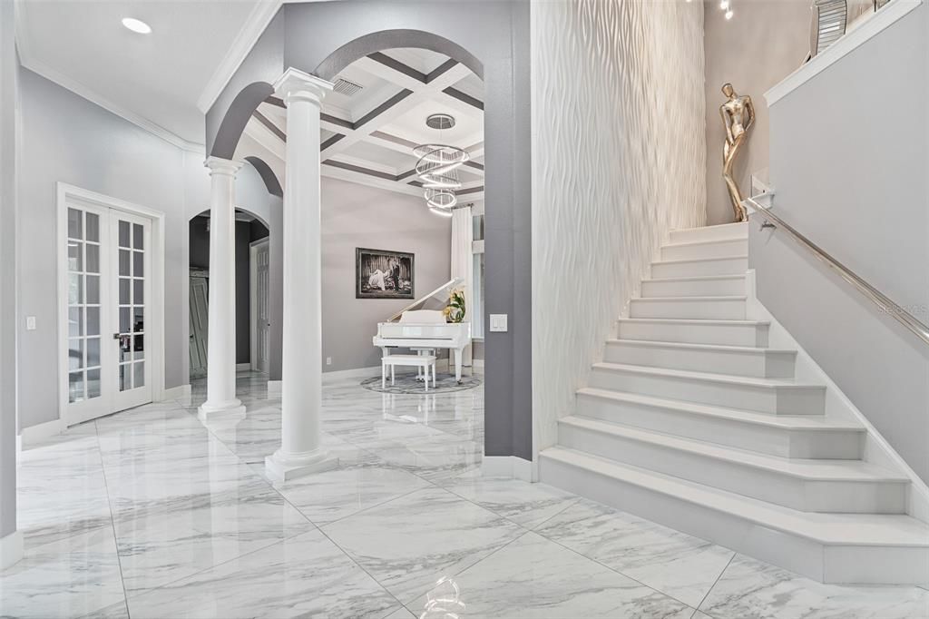 Interior, Marble, Pendant Lights, Piano, Recessed Lighting