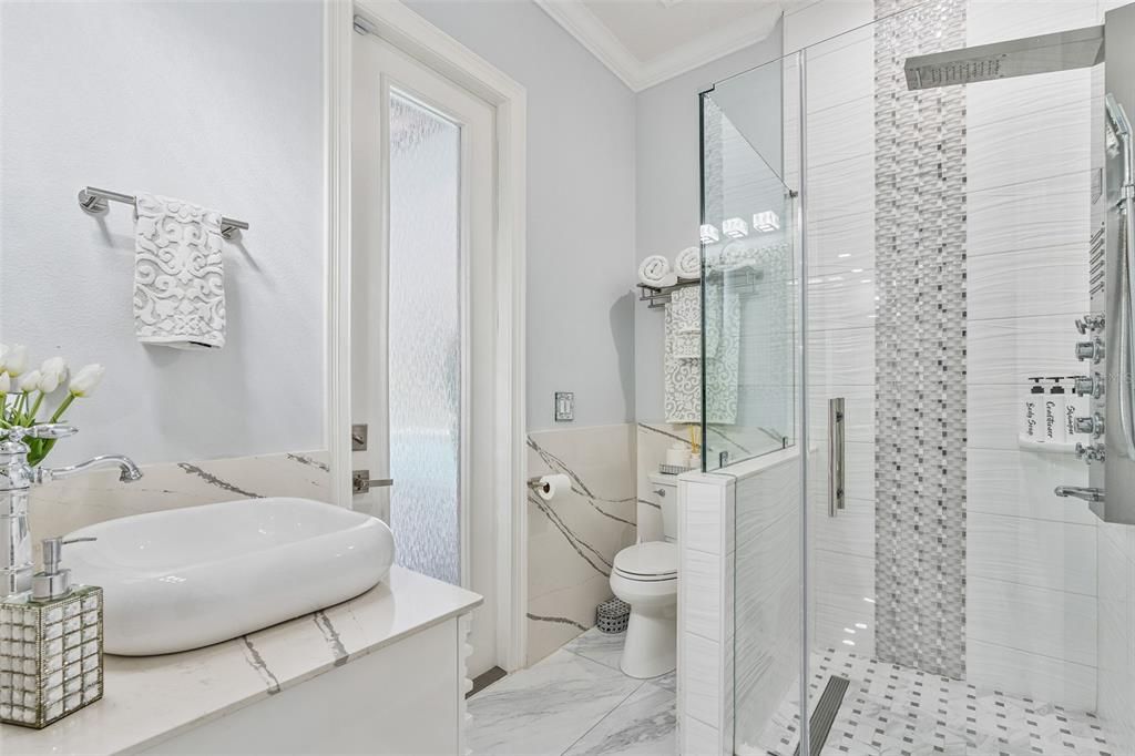 Bathroom, Glass Shower, Interior, Marble