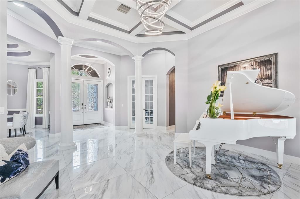 Interior, Marble, Pendant Lights, Piano, Recessed Lighting