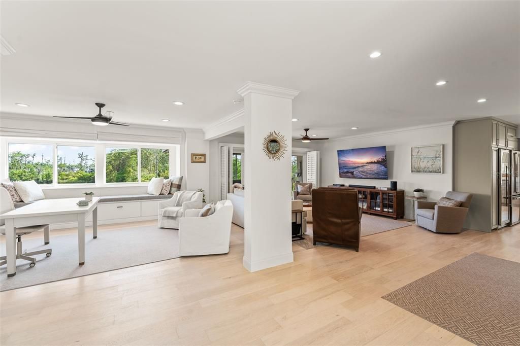 Interior, Living room, Recessed Lighting, Wood Texture Flooring