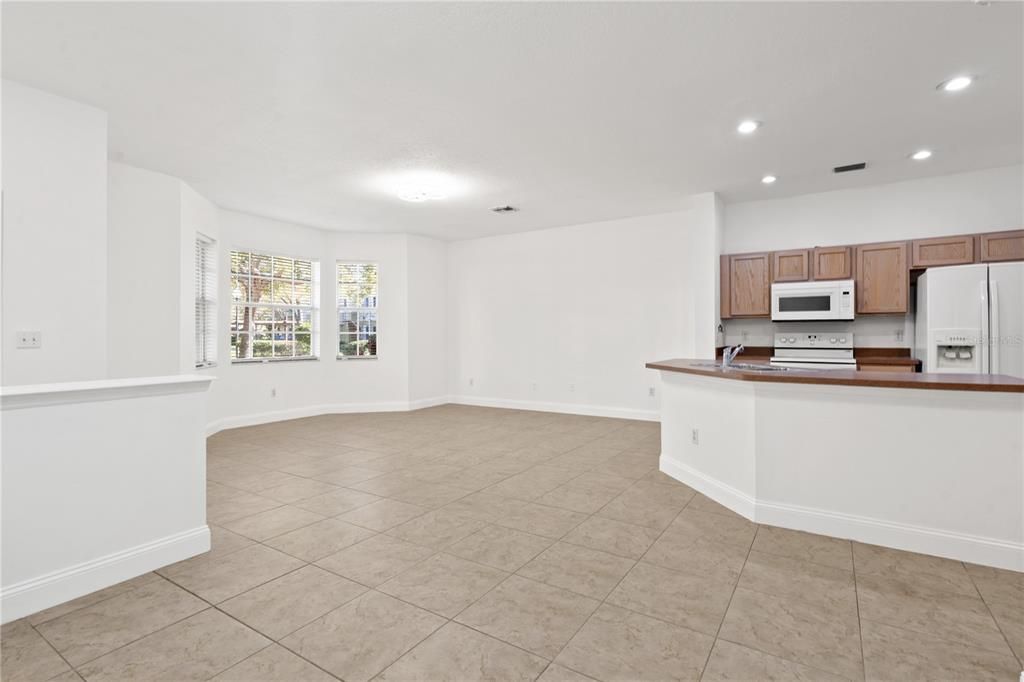 Empty room, Interior, Kitchen, Recessed Lighting