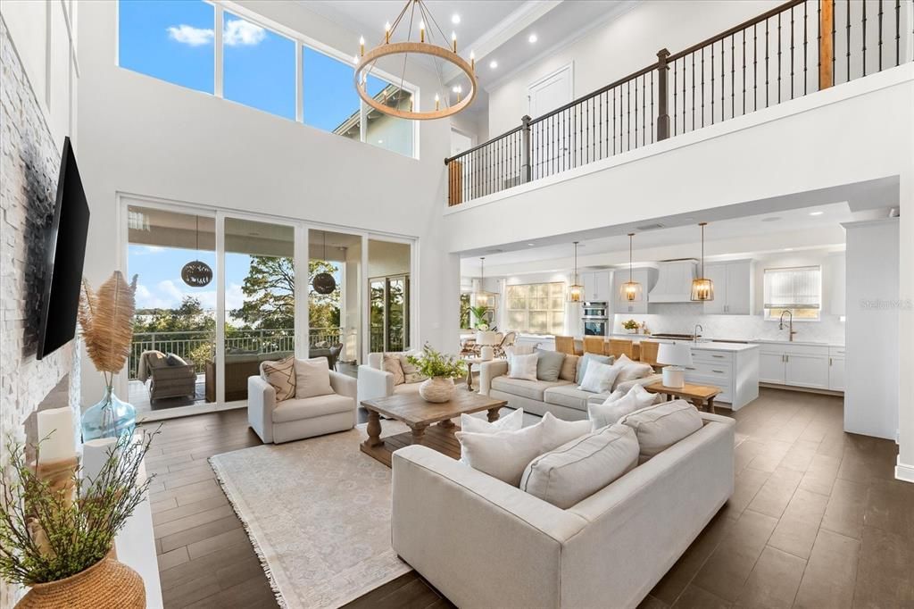 Interior, Kitchen, Living room, Pendant Lights, Recessed Lighting, Wood Texture Flooring