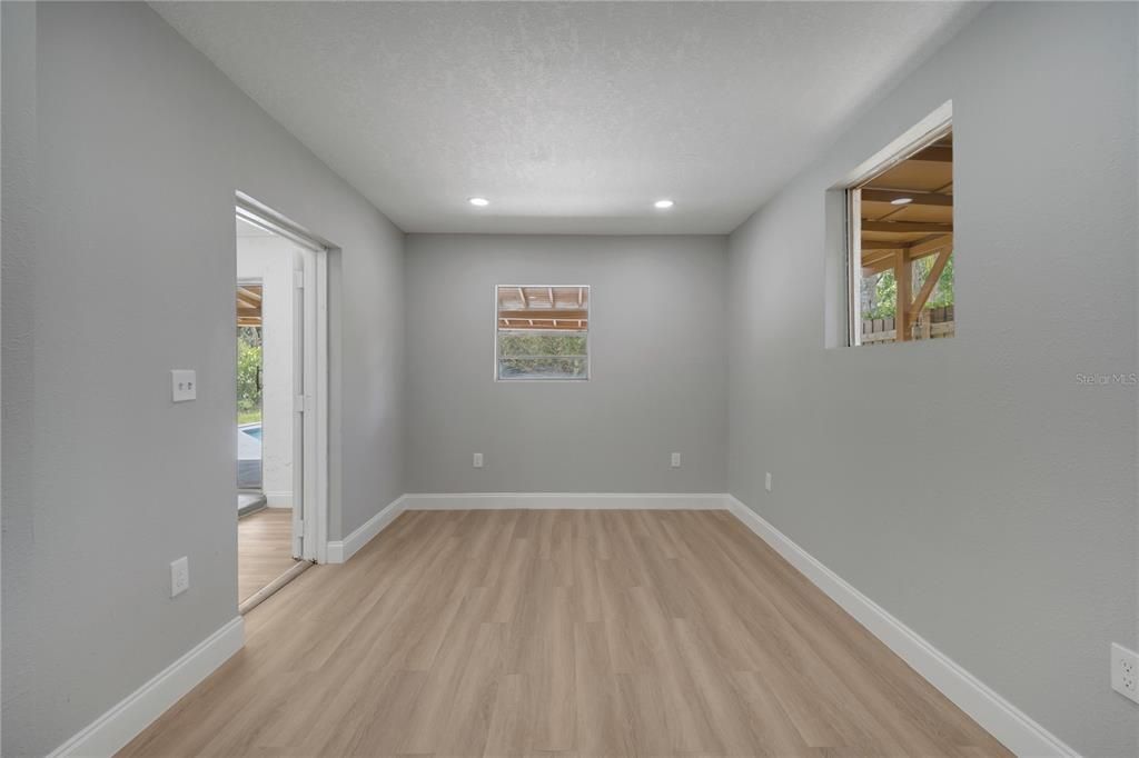 Empty room, Interior, Recessed Lighting, Wood Texture Flooring