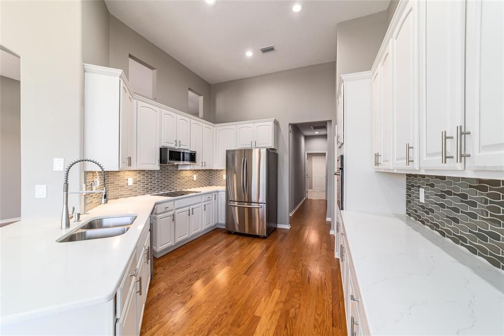 Interior, Kitchen, Recessed Lighting, Wood Texture Flooring