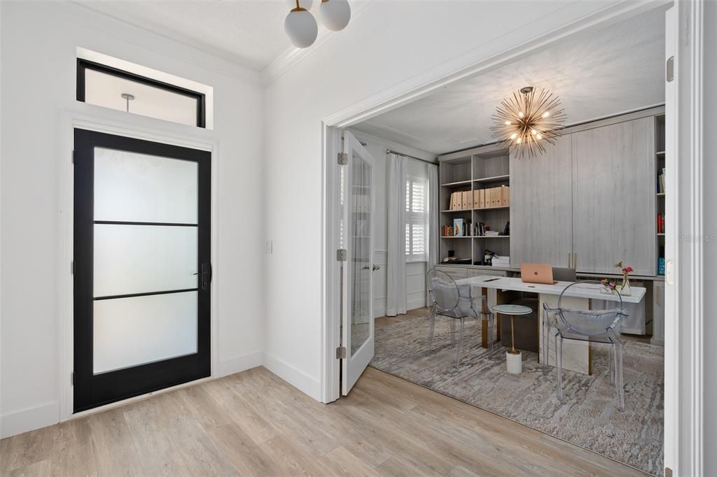 Home Office, Interior, Pendant Lights, Wood Texture Flooring
