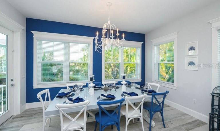 Chandelier, Dining room, Interior, Wood Texture Flooring