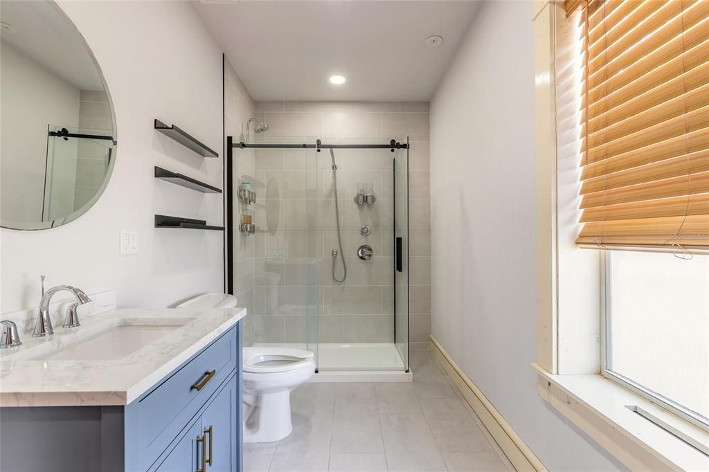 Bathroom, Dual Sink Vanities, Glass Shower, Interior, Recessed Lighting
