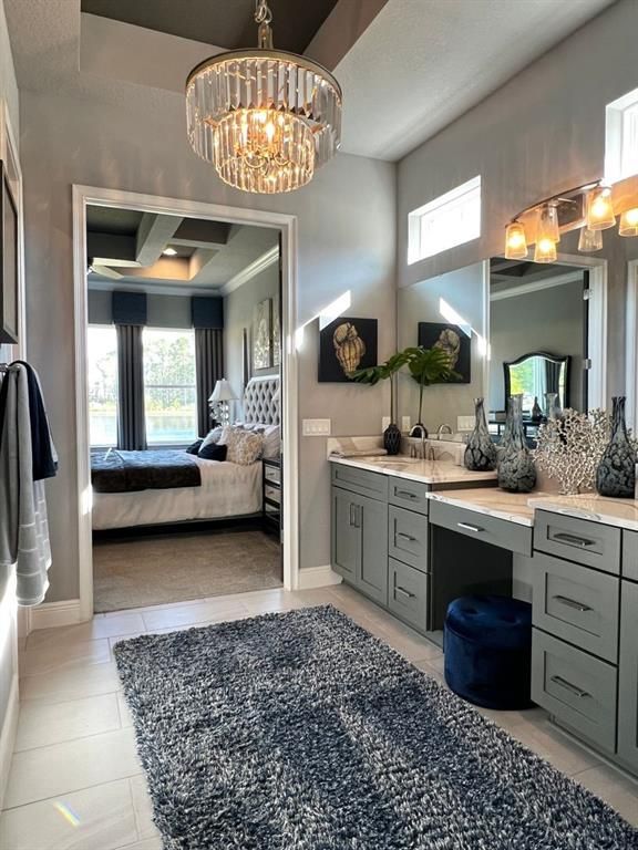 Bathroom, Bedroom, Chandelier, Dual Sink Vanities, Interior