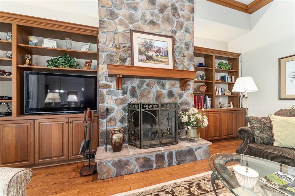 Fireplace, Interior, Stone Walls, Wood Texture Flooring