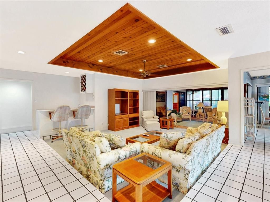 Interior, Living room, Recessed Lighting, Wooden Ceilings
