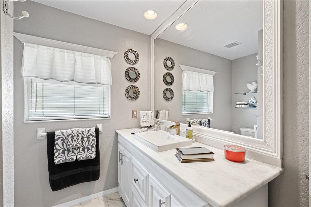 Bathroom, Interior, Marble, Recessed Lighting