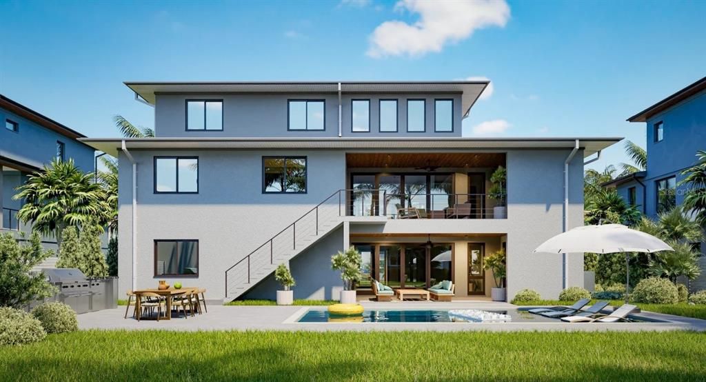 Backyard, Exterior, Facade, Pool, Modern