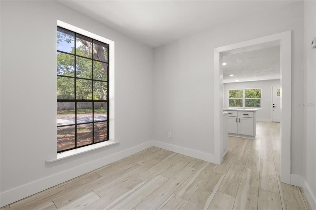 Empty room, Interior, Recessed Lighting, Wood Texture Flooring