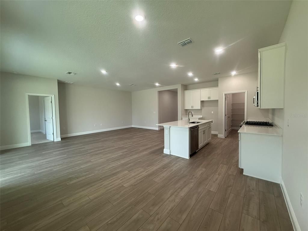 Interior, Kitchen, Recessed Lighting, Wood Texture Flooring