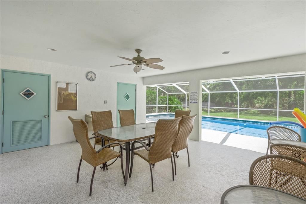 Dining room, Interior, Pool, Recessed Lighting, Sun Room