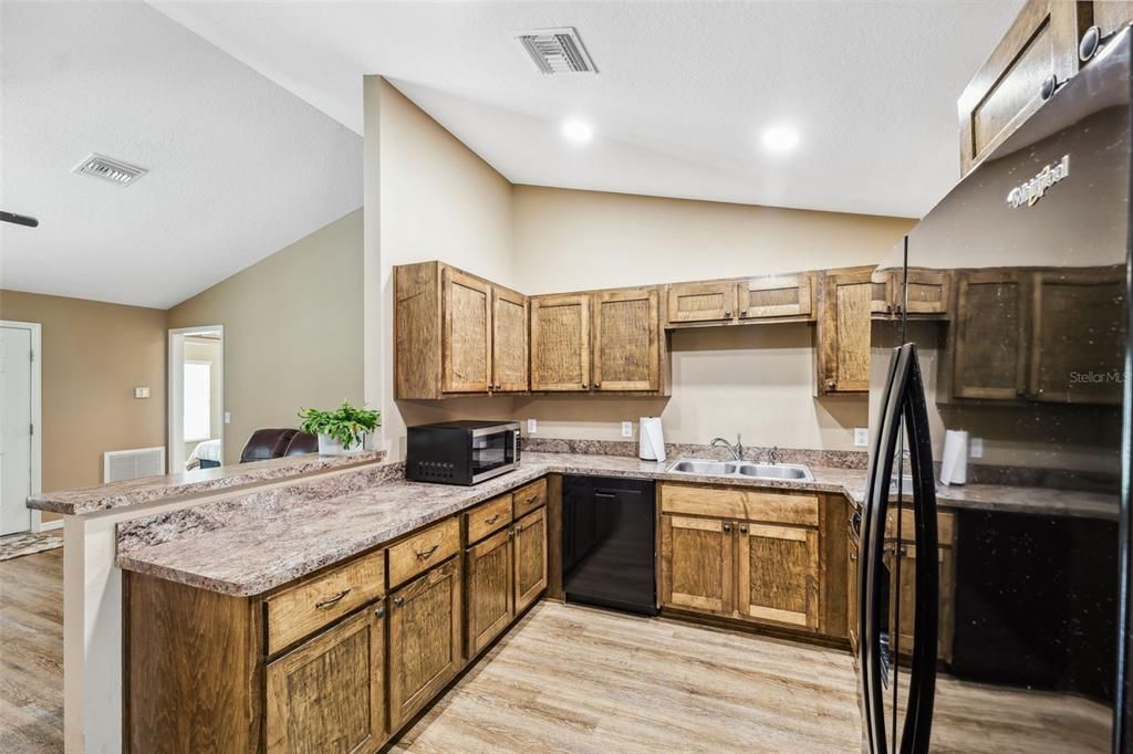 Interior, Kitchen, Recessed Lighting, Wood Texture Flooring