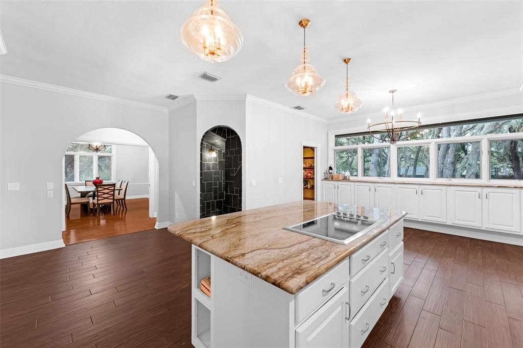 Chandelier, Dining room, Interior, Kitchen, Pendant Lights, Wood Texture Flooring