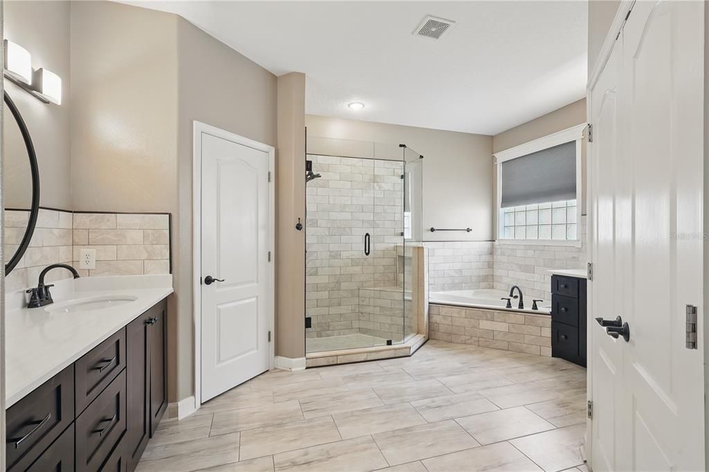 Bathroom, Glass Shower, Interior, Recessed Lighting