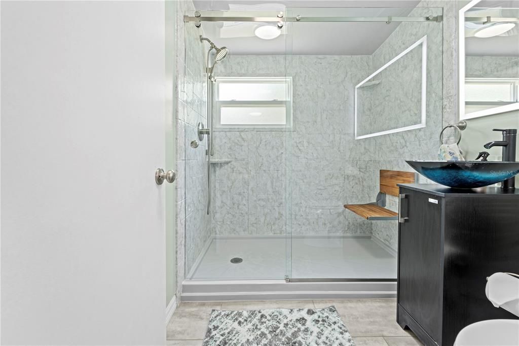 Bathroom, Glass Shower, Interior, Marble Walls