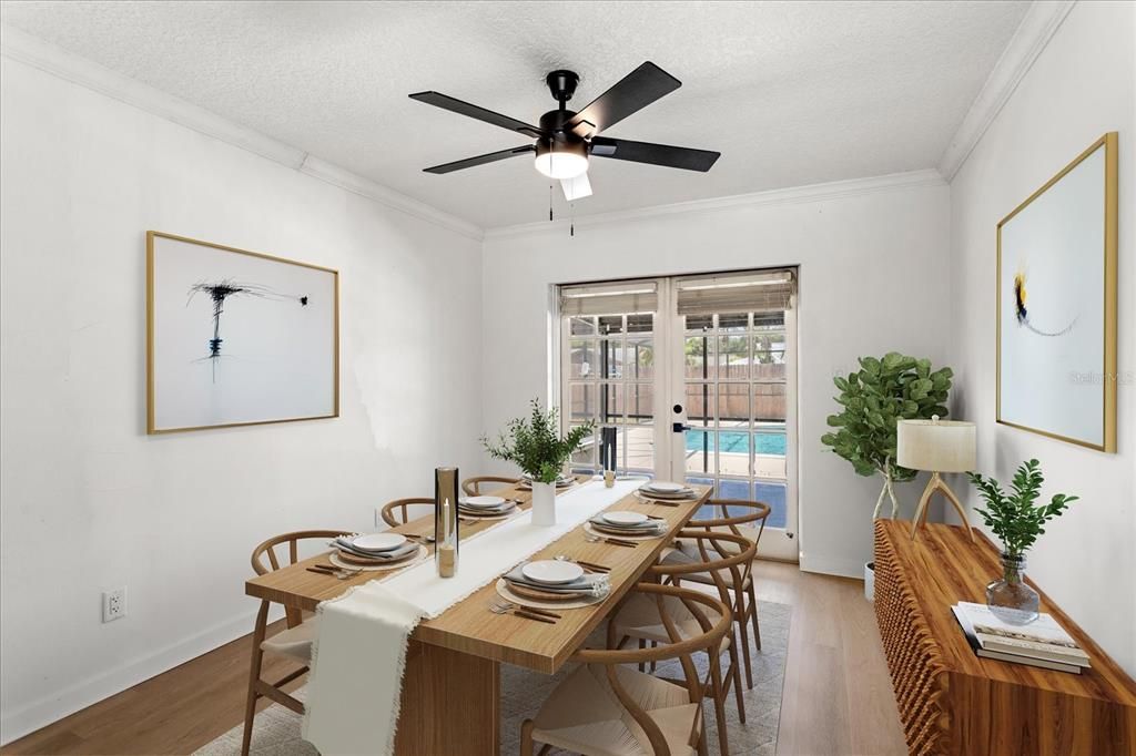 Dining room, Interior, Wood Texture Flooring