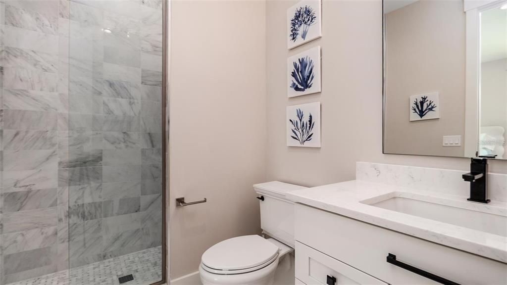 Bathroom, Glass Shower, Interior, Marble Walls
