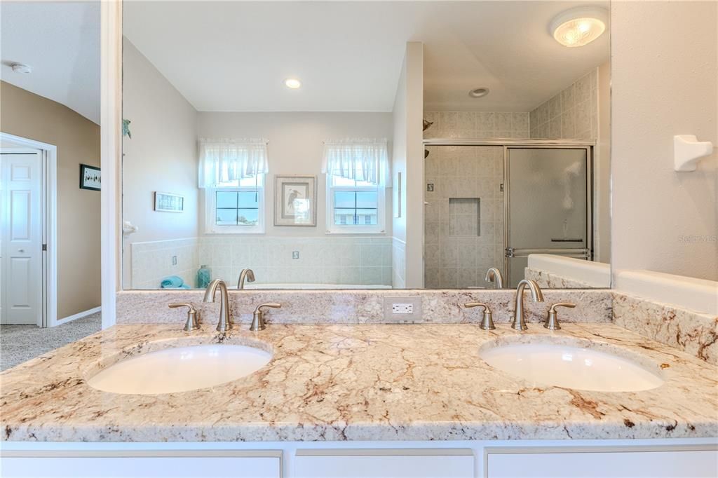 Bathroom, Dual Sink Vanities, Glass Shower, Interior, Recessed Lighting