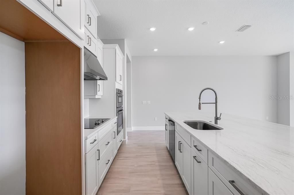 Interior, Kitchen, Recessed Lighting, Wood Texture Flooring