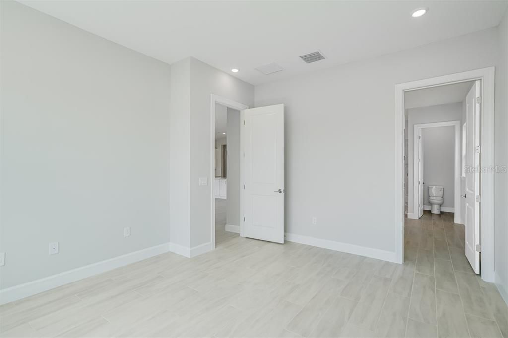 Bathroom, Empty room, Interior, Recessed Lighting, Wood Texture Flooring