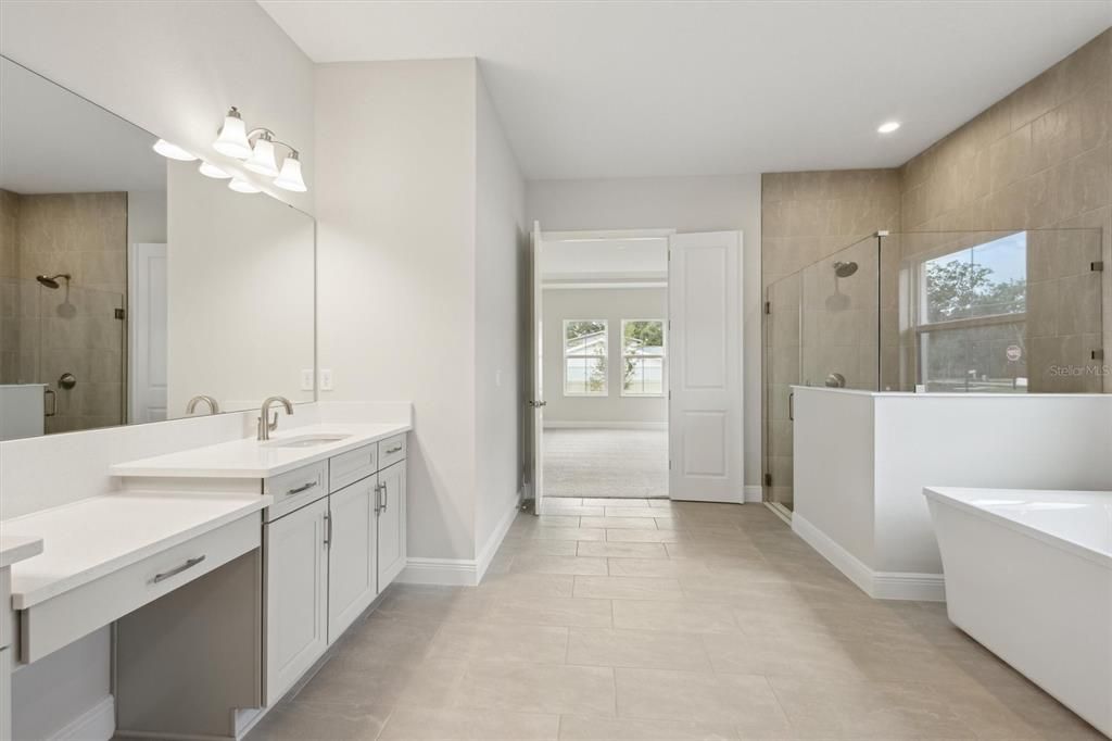 Bathroom, Dual Sink Vanities, Free Standing Baths, Glass Shower, Interior, Recessed Lighting