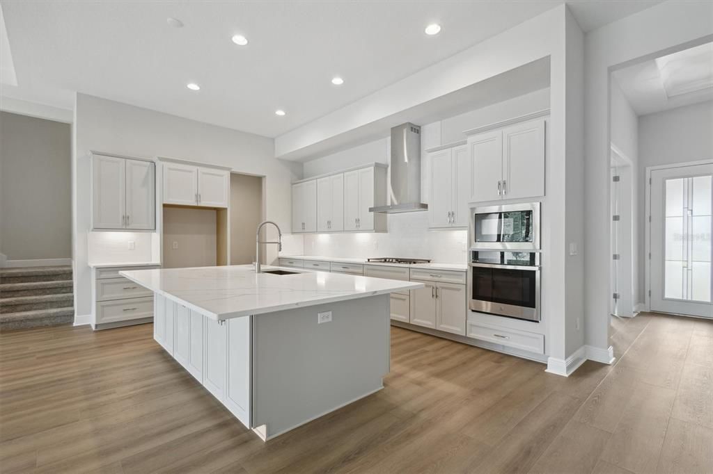Interior, Kitchen, Recessed Lighting, Wood Texture Flooring