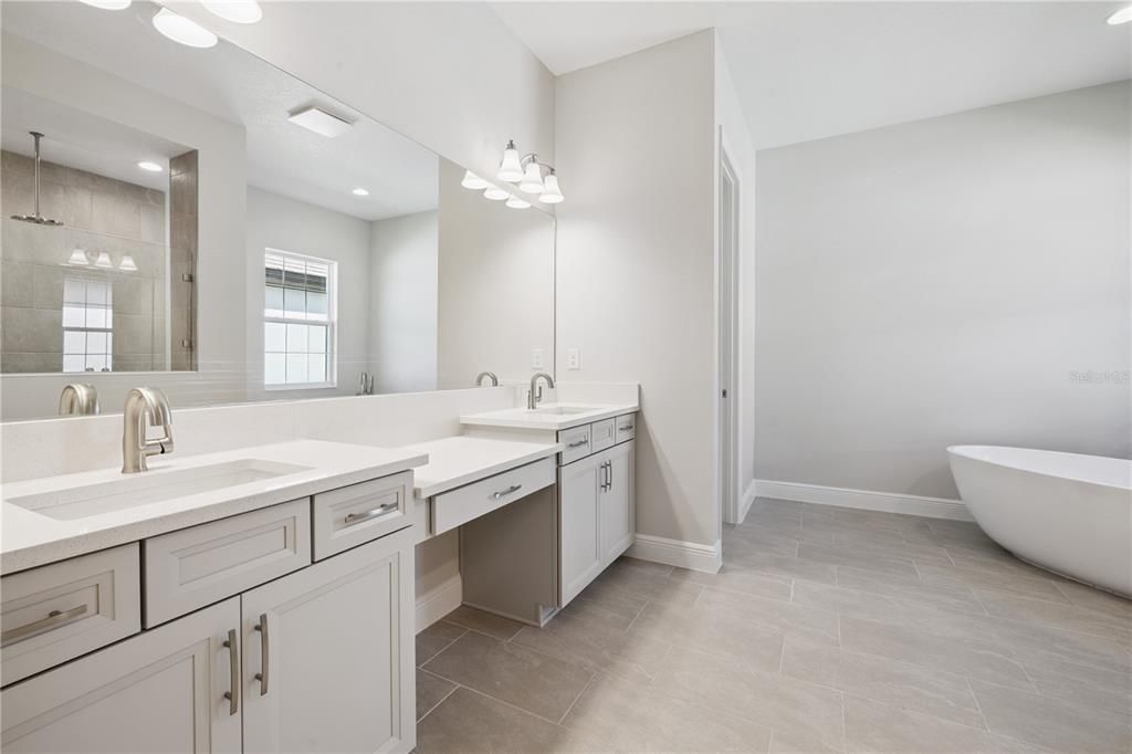 Bathroom, Dual Sink Vanities, Free Standing Baths, Interior, Recessed Lighting