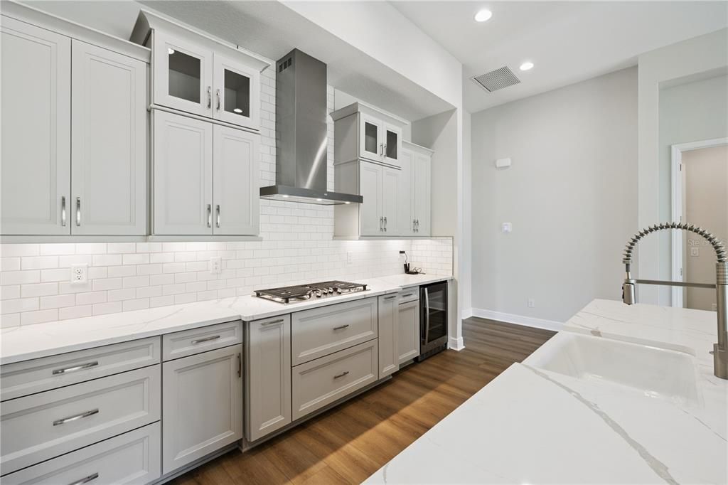 Interior, Kitchen, Recessed Lighting, Wood Texture Flooring