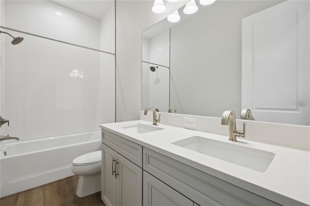 Bathroom, Dual Sink Vanities, Interior, Wood Texture Flooring