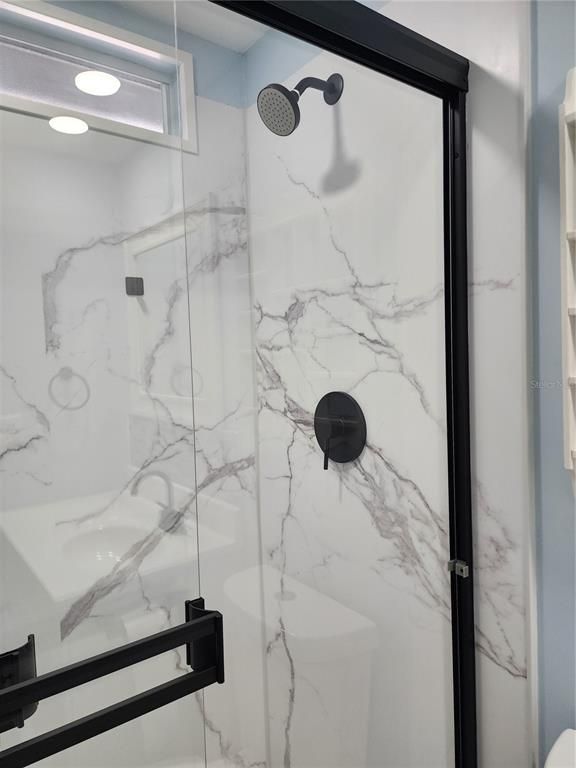 Bathroom, Glass Shower, Interior, Marble Walls