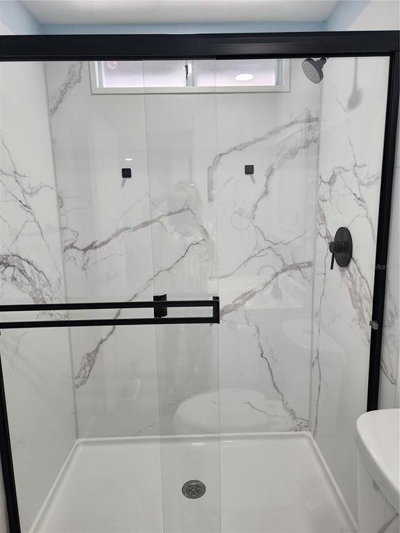 Bathroom, Glass Shower, Interior, Marble Walls