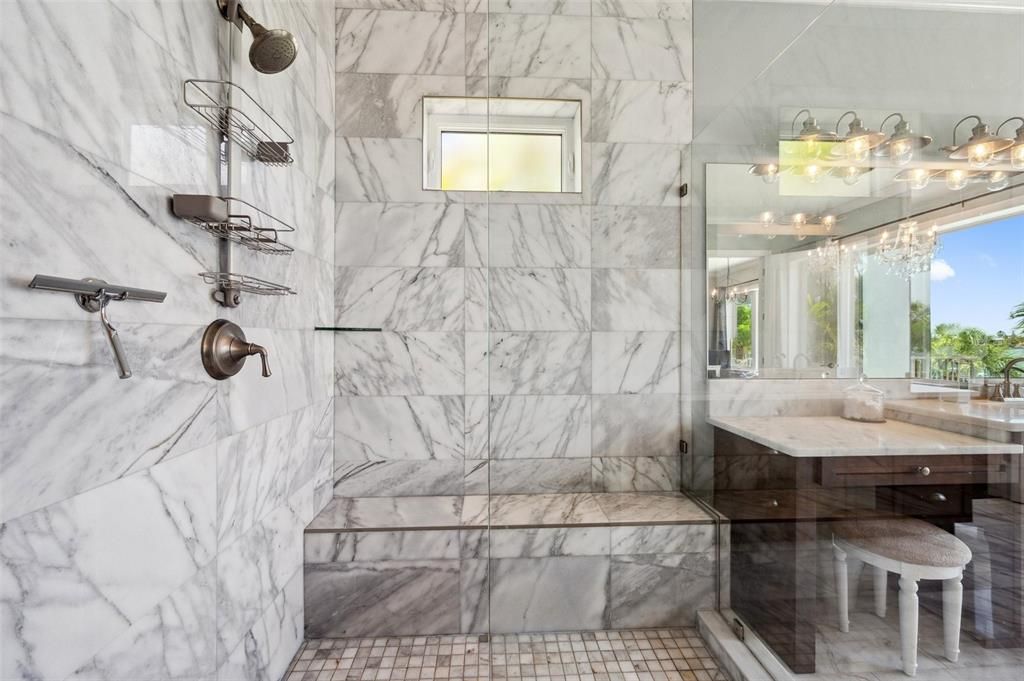 Bathroom, Glass Shower, Interior, Marble Walls