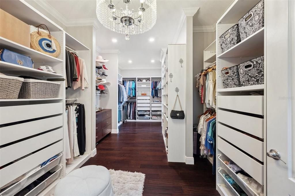 Chandelier, Interior, Recessed Lighting, Walk-in Closets, Wood Texture Flooring
