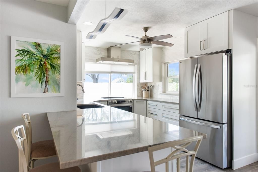 Interior, Kitchen, Recessed Lighting, Wood Texture Flooring